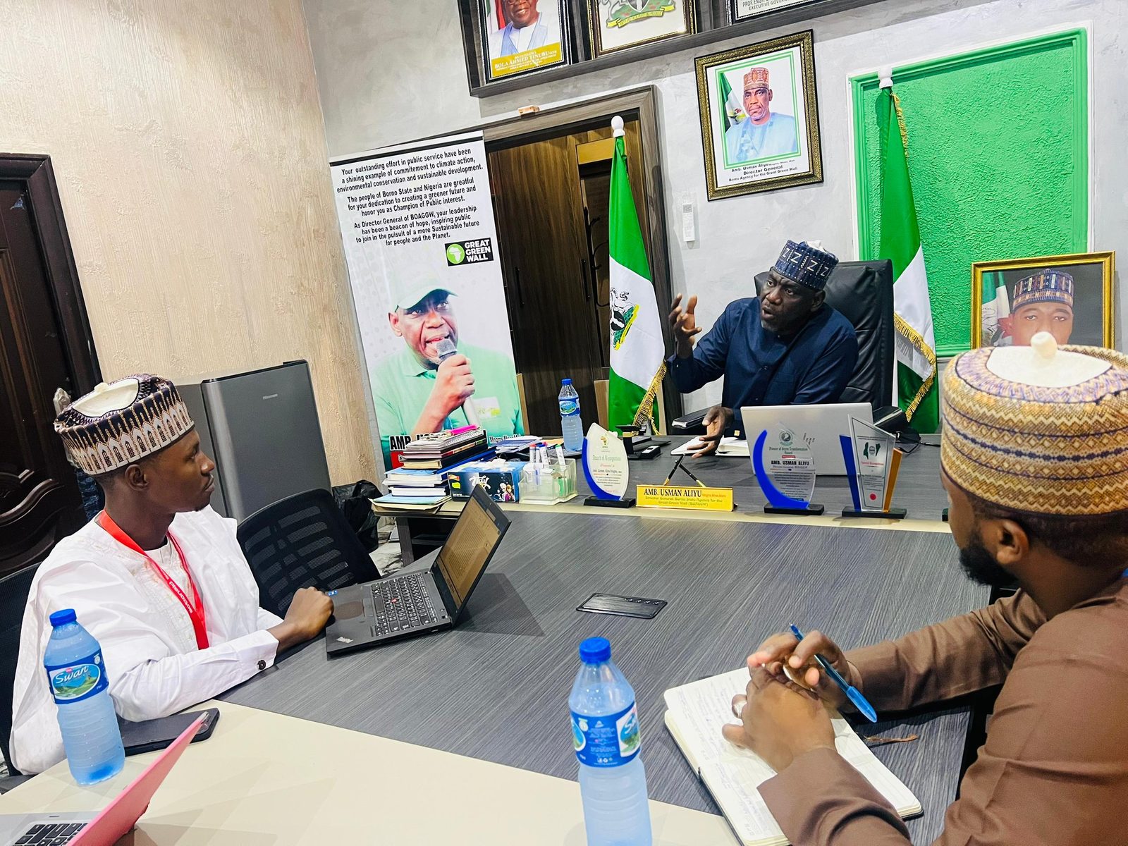 Key informant interview with Ambassador Usman Aliyu, Director General of the Borno State Agency for the Great Green Wall, in Maiduguri