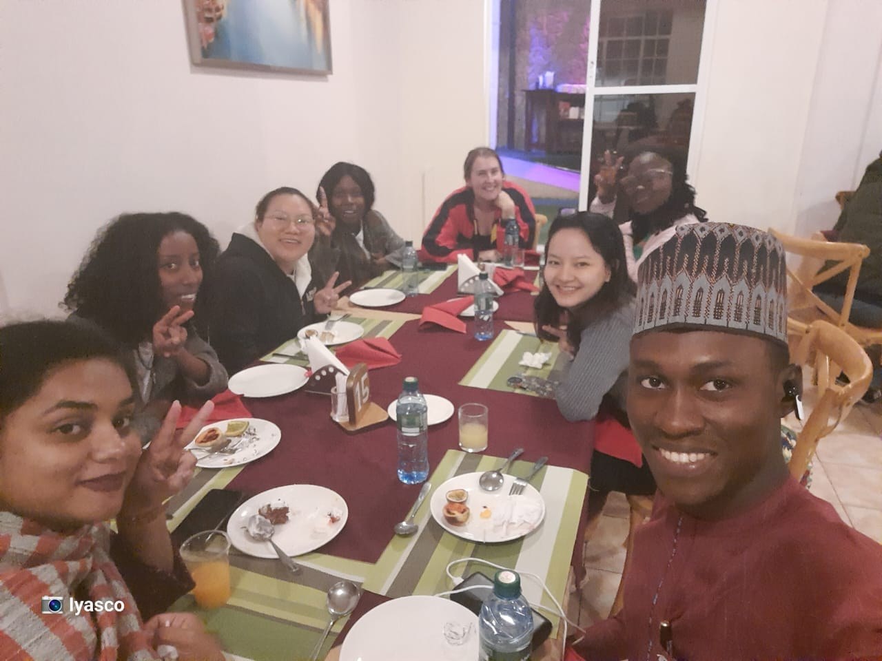 Training participants sharing a meal during their time in Nanyuki, Kenya, in 2023